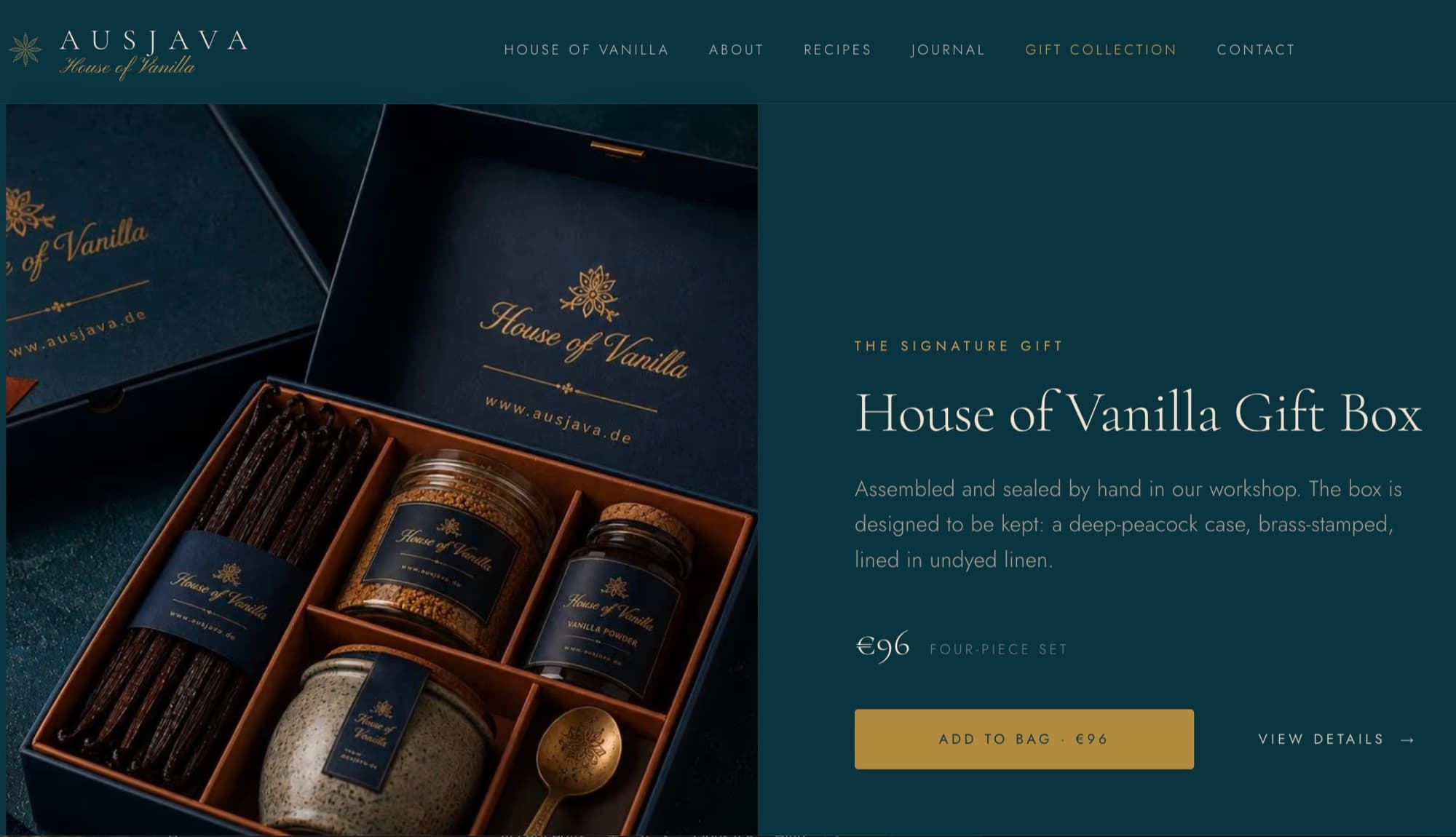 The House of Vanilla Gift Box — a four-piece set, assembled and sealed by hand.